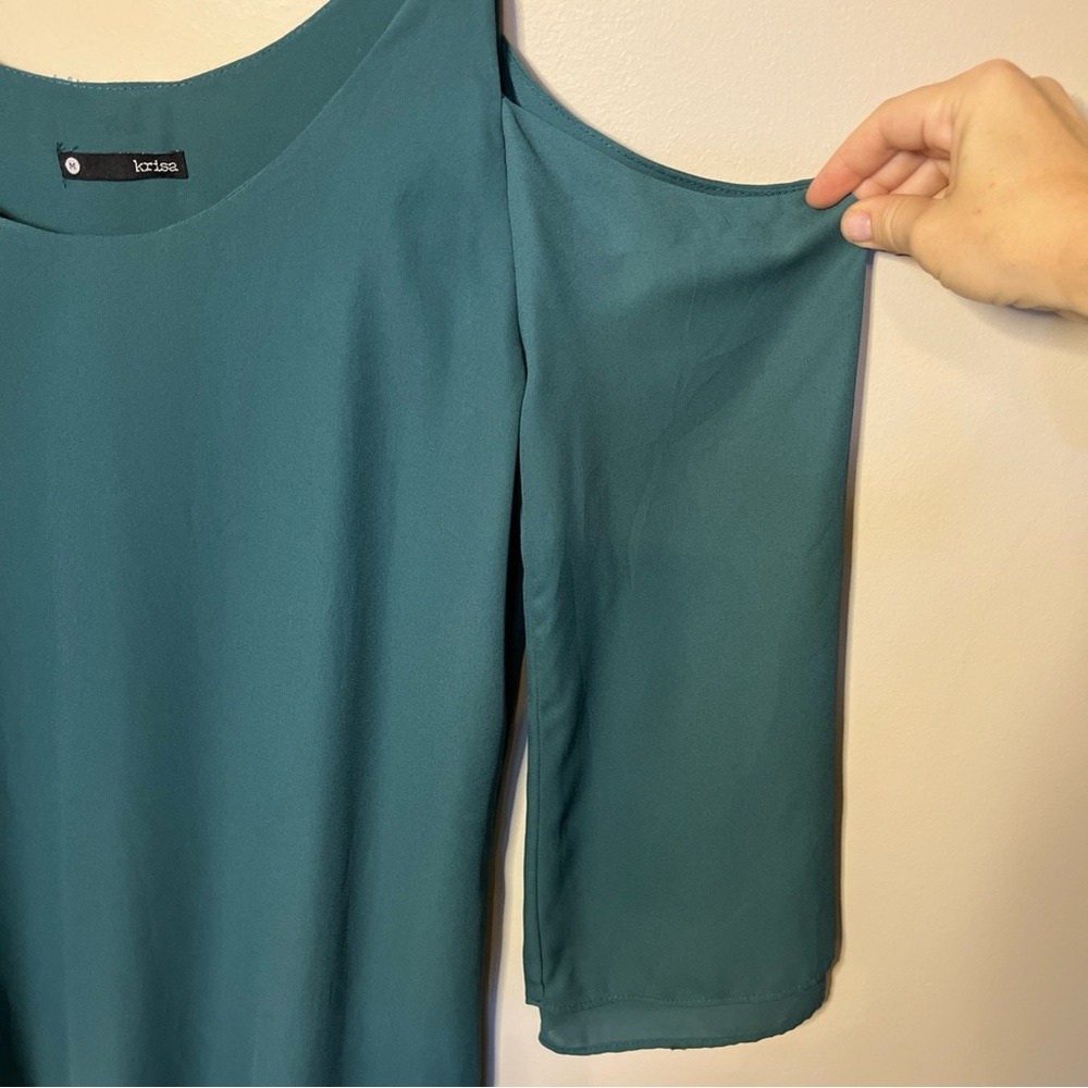 Revolve Krisa Cold Shoulder Mini Dress Green Medium Sexy Party Wedding Guest - Picture 7 of 8